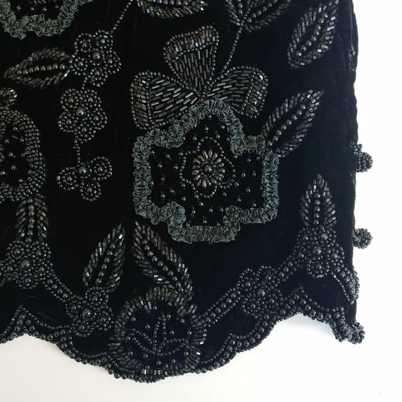 Vintage Black Beaded Floral Blouse - Picture 5 of 7